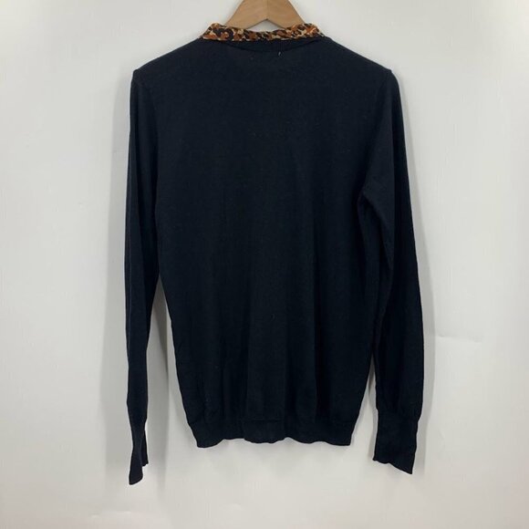 14th & Union Women's Leopard Tie Scarf Knit Pullover Sweater‎ Black Size S NWT - Picture 5 of 11